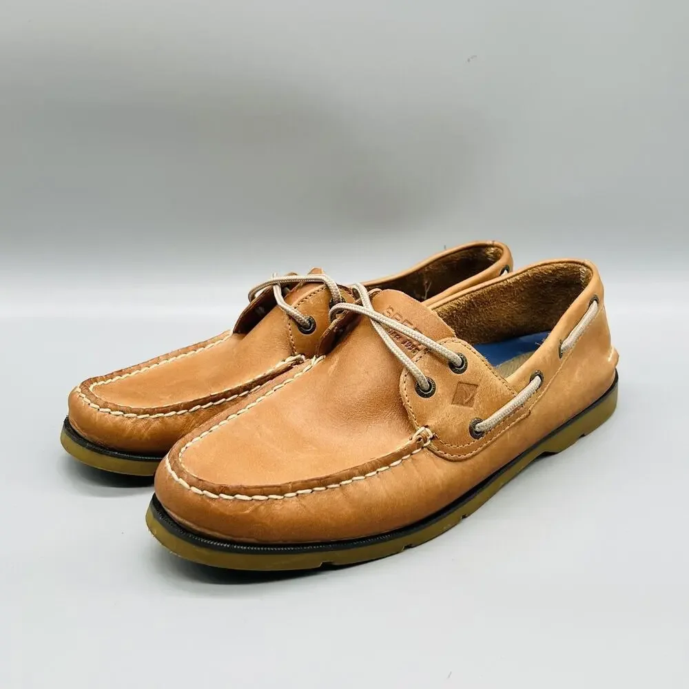 Sperry Shoes Mens 10.5 Brown Leather Top Sider Boat Deck Moc Toe Casual Comfort